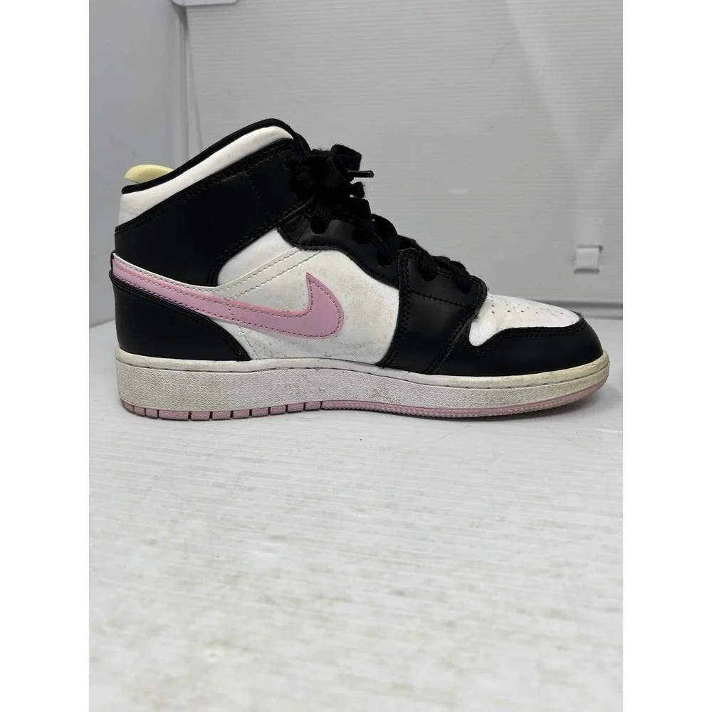 Nike Air Jordan 1 Mid Athletic Shoes Youth Girls 6Y Light Arctic Pink 555112-103